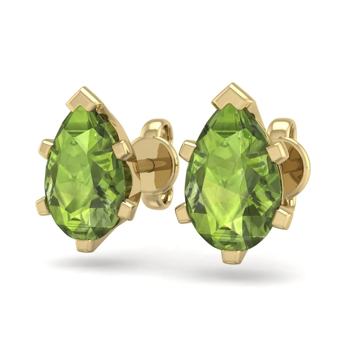 1 3/4 Carat Pear Shape Peridot Stud Earrings In 14K Yellow Gold Over Sterling Silver