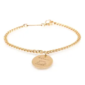 14k Small Mantra Charm Curb Chain Bracelet