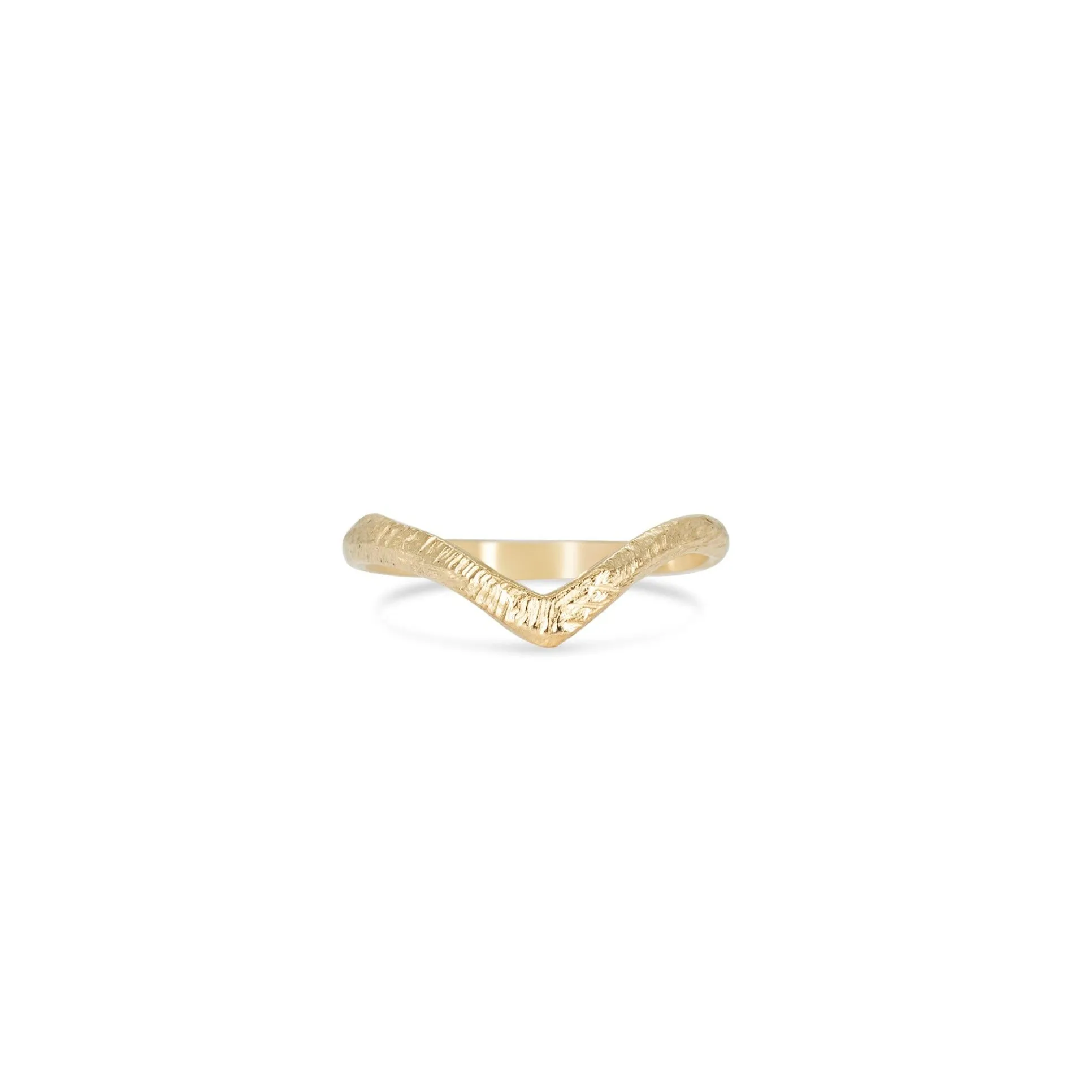 18K Textured Contour Band - Deep Point