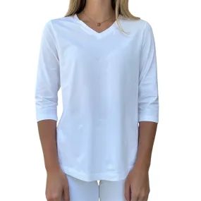 3/4 Sleeve V-Neck Tee - (three colors)