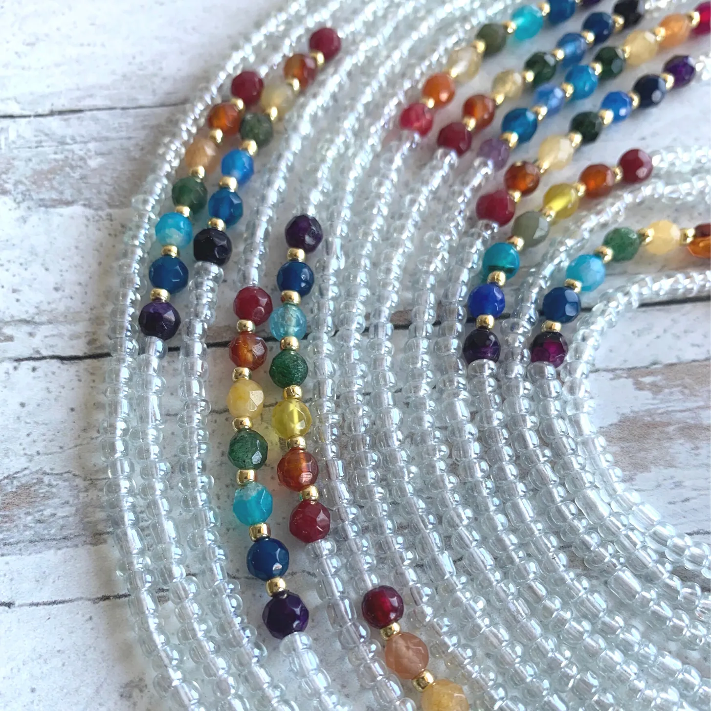 7 Stone Chakra Waist Bead Strand