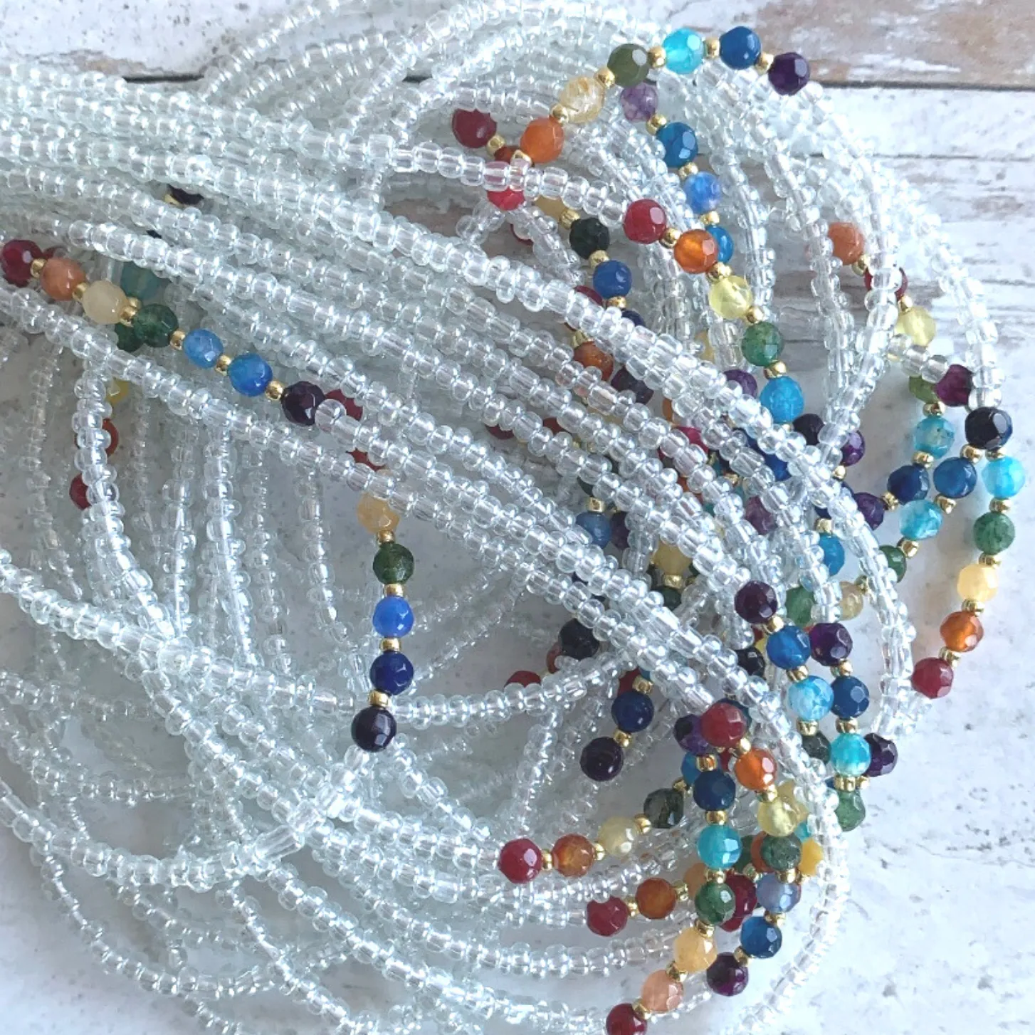 7 Stone Chakra Waist Bead Strand