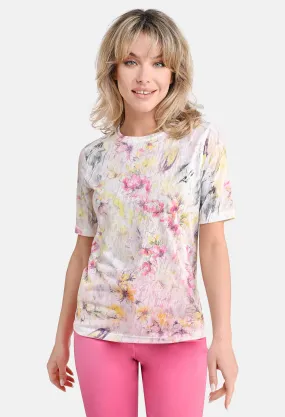 Abstract Floral Print Top-1