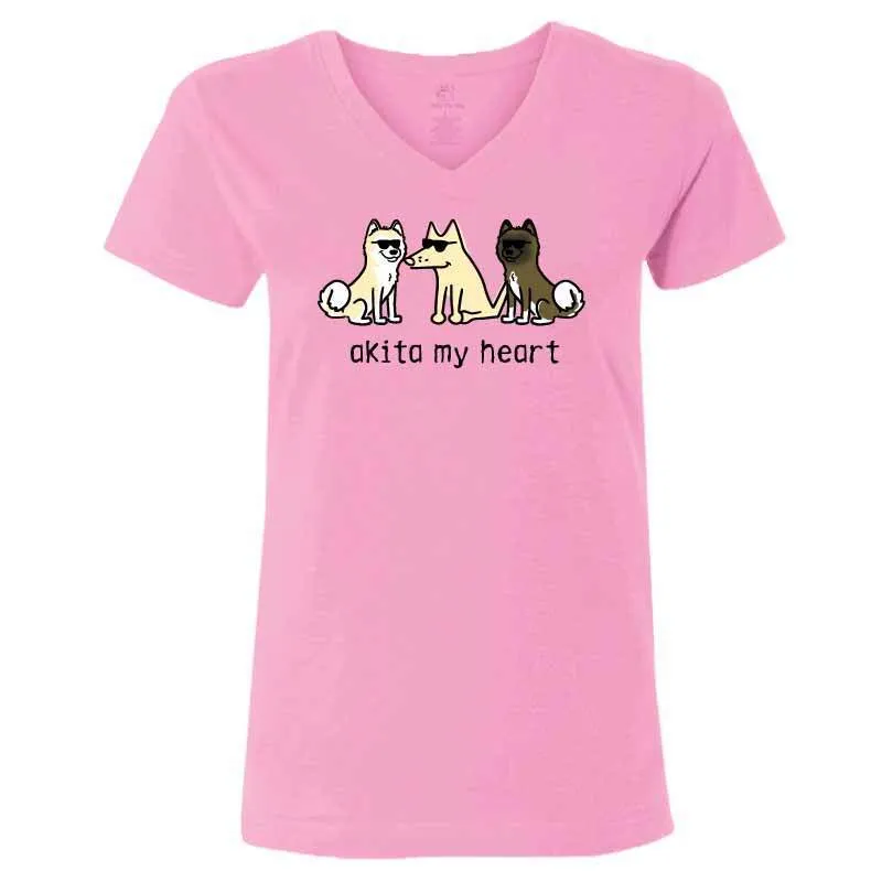 Akita My Heart - Ladies T-Shirt V-Neck