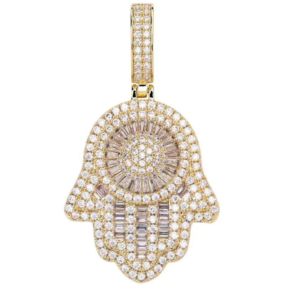 Baguette Diamond Hamza Pendant