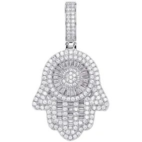 Baguette Diamond Hamza Pendant