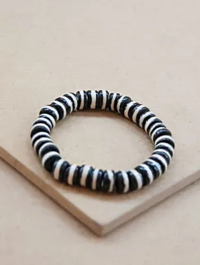 Black and White Bone Disc Mala bracelet