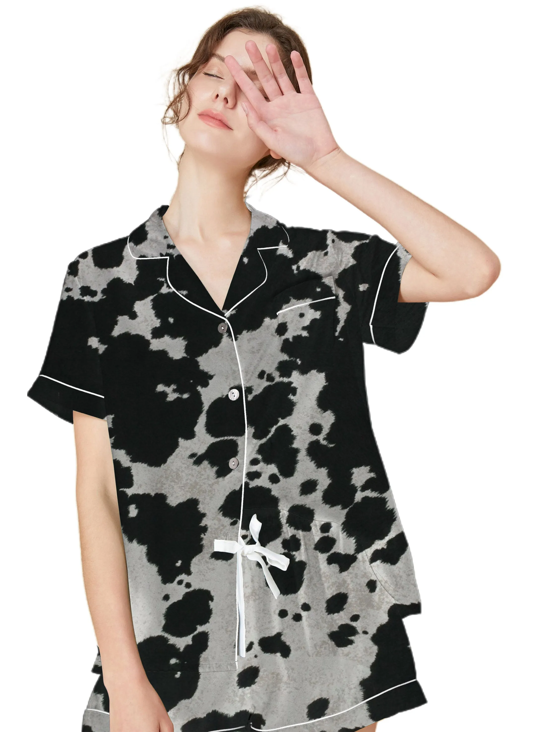 Black Cowhide Pajama Set