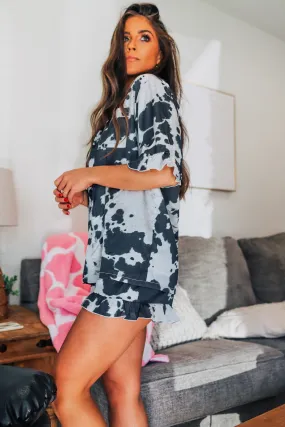 Black Cowhide Pajama Set