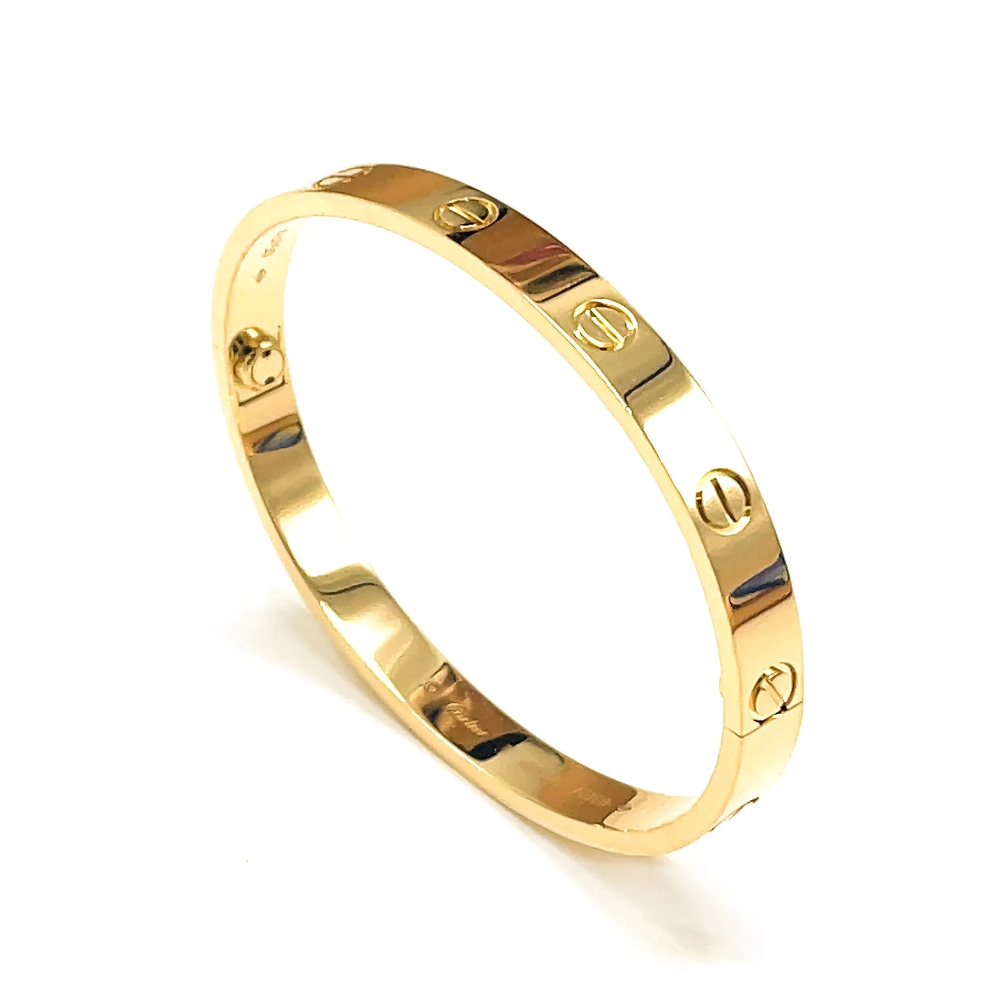 Cartier 18kt Yellow Gold Love Bracelet Size 18 - New Locking Mechanism