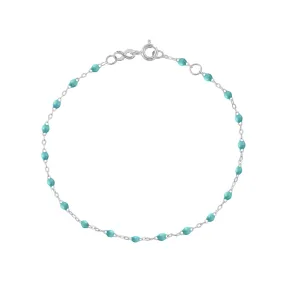 Classic Gigi Turquoise Green Anklet, White Gold, 9.4"