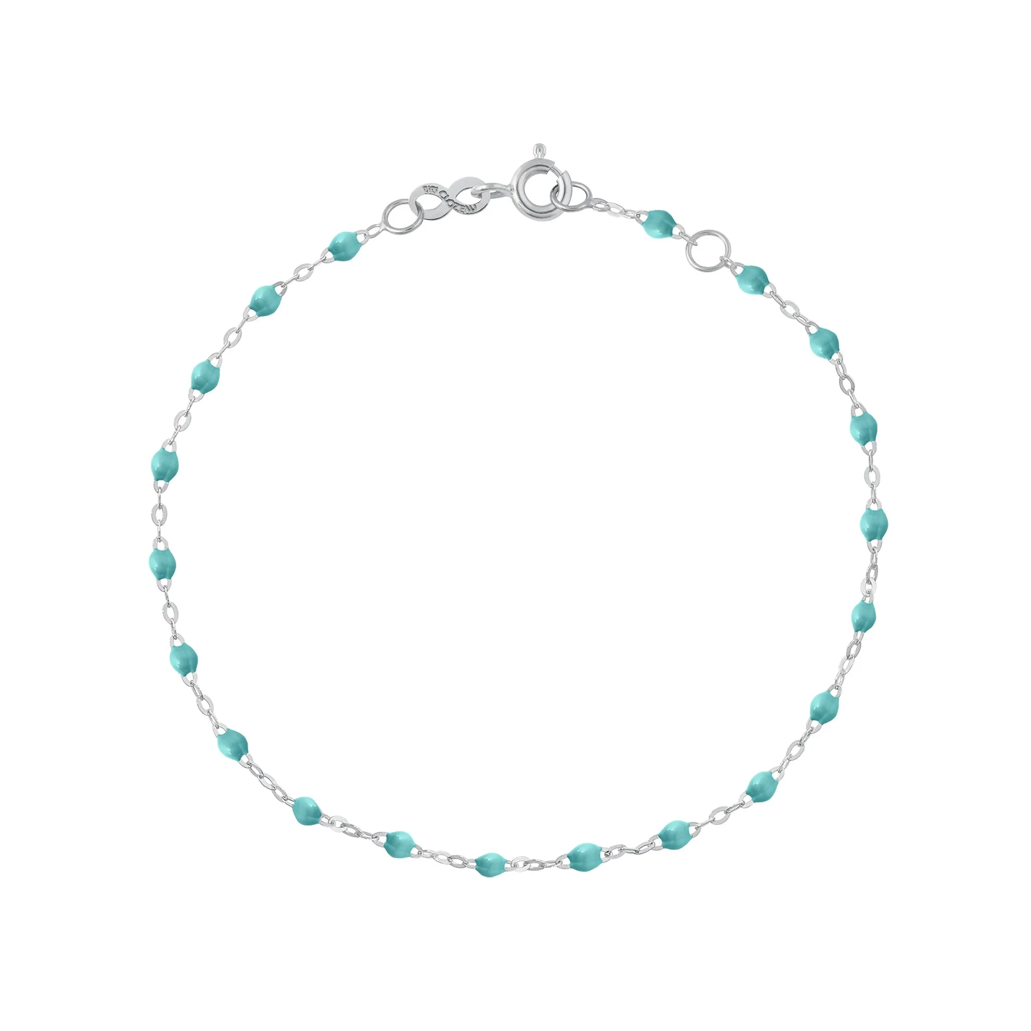 Classic Gigi Turquoise Green Anklet, White Gold, 9.4"