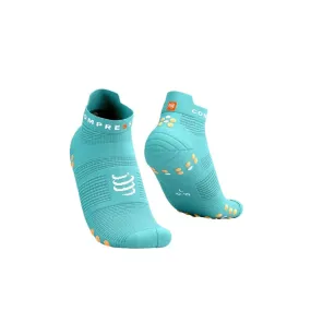 Compressport Pro Racing Socks V4.0 Ultralight Run Low - Crème De Menthe/Papaya Punch