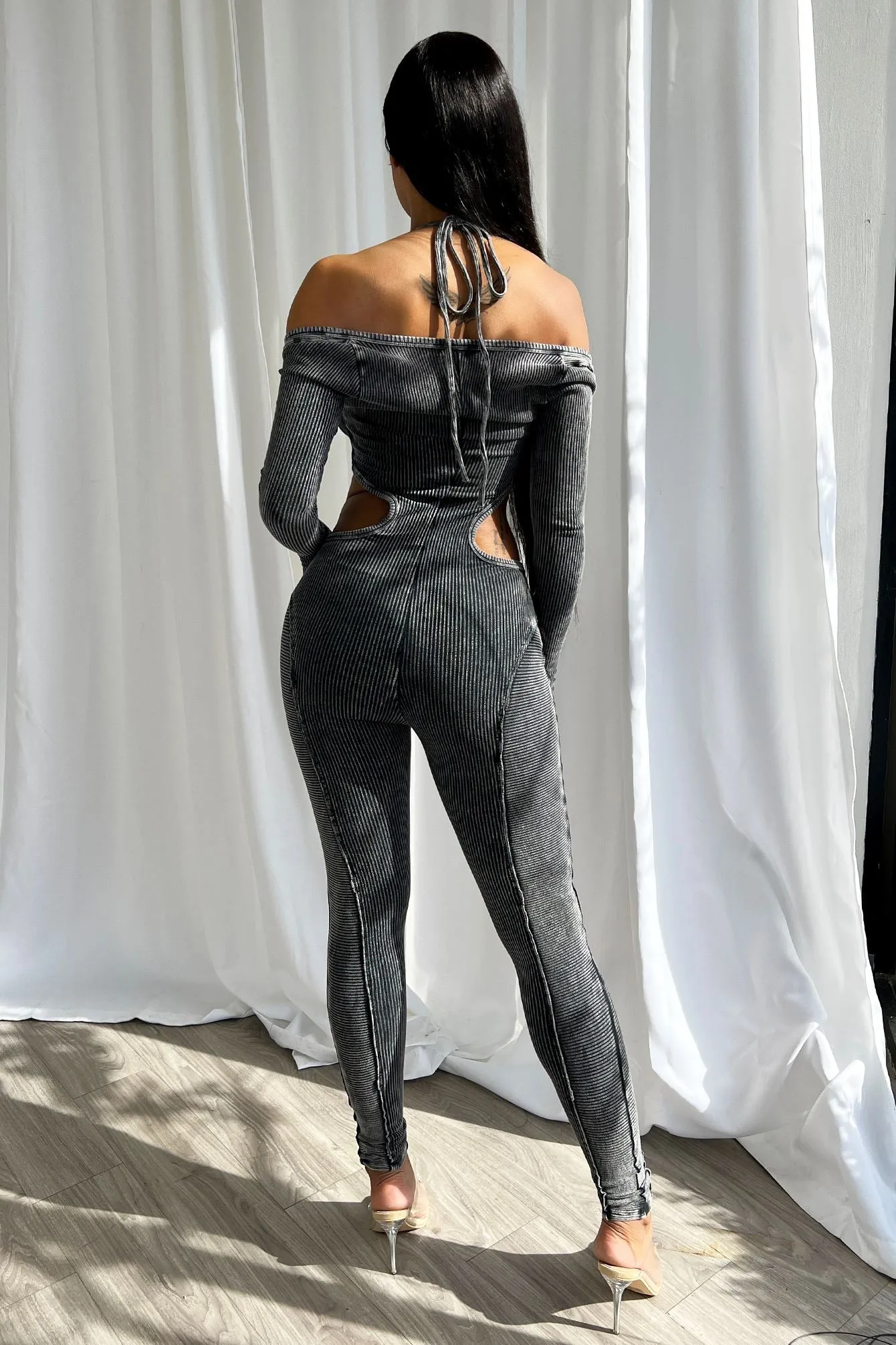 Demi Mineral Washed Cutout Jumpsuit