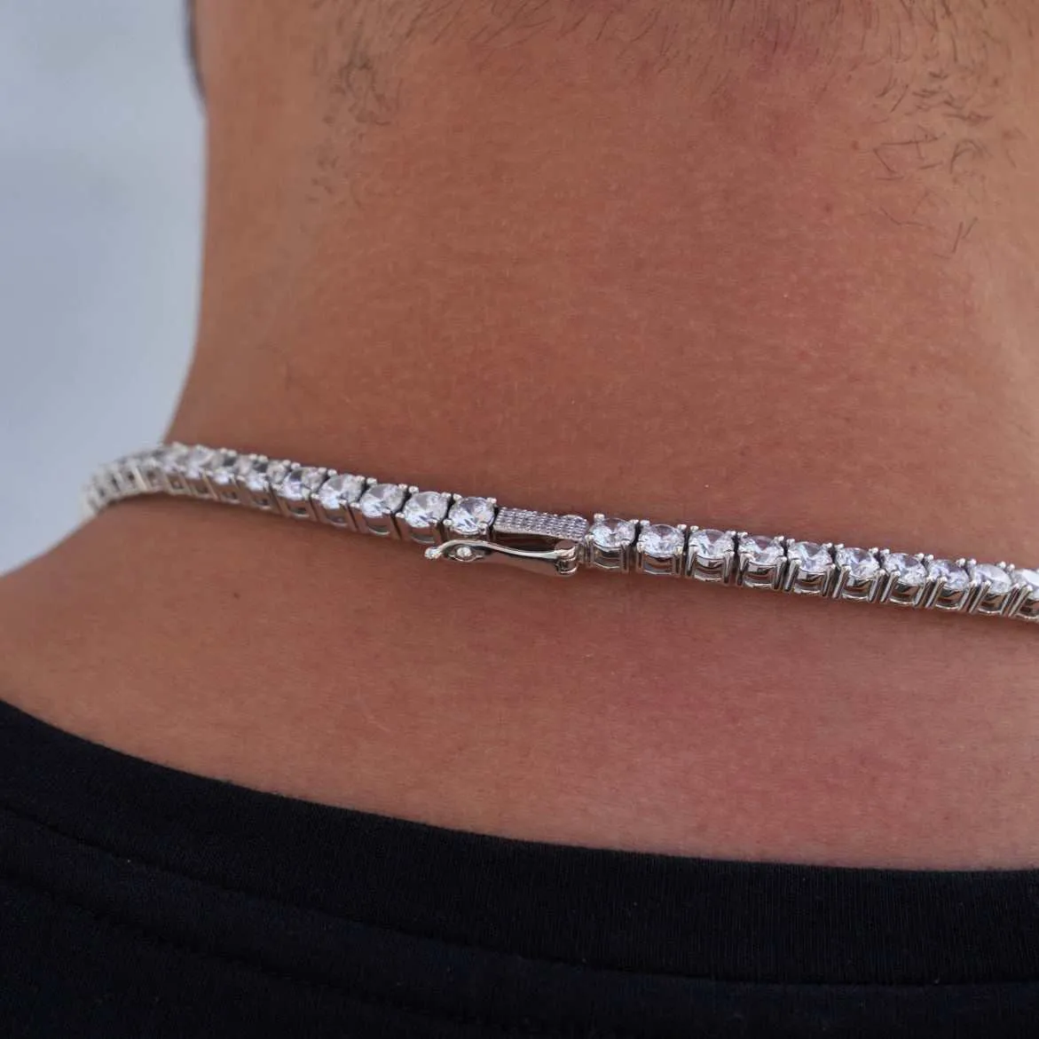 Diamond Tennis Chain   Bracelet Bundle in White Gold- 5mm