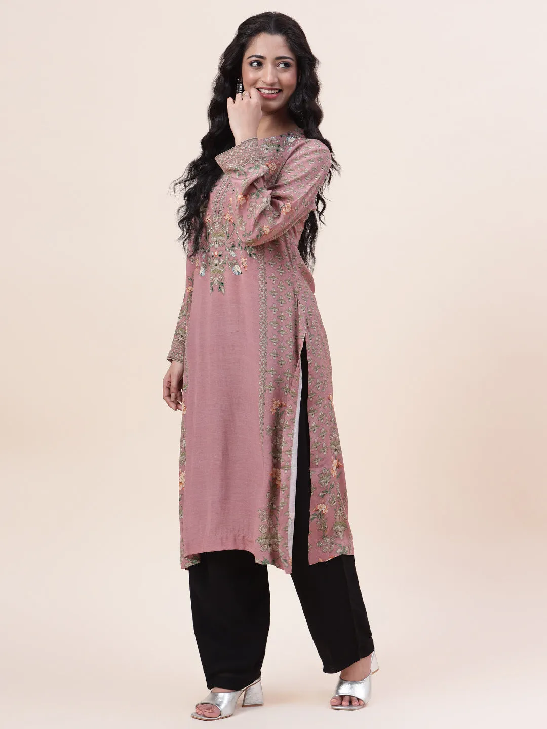 Digital Floral Printed Crepe Kurta