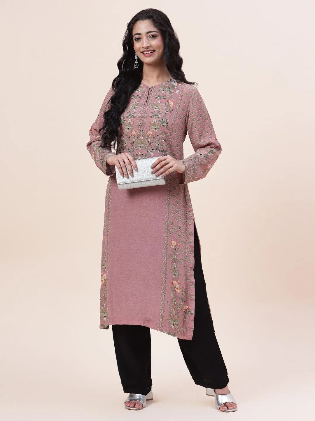 Digital Floral Printed Crepe Kurta