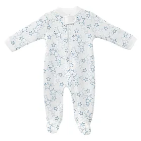 Doodle Stars Printed Zipper Footie |  Baby Boy