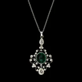 Edwardian Platinum Estate Emerald and Diamond Pendant