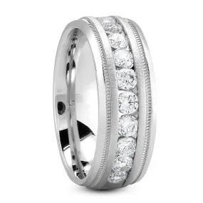 Eli Men's Diamond Wedding Ring Round Cut Channel Set in Platinum By Mike Nekta NYC, 6MM