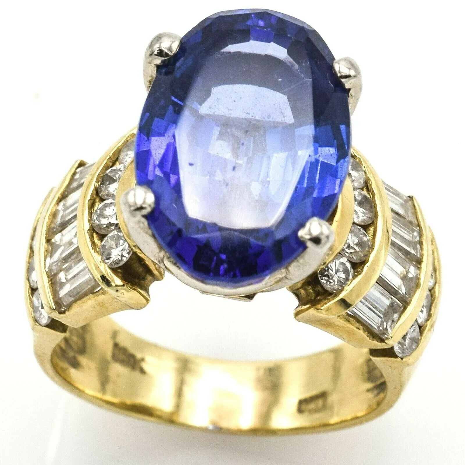 Estate 18K Yellow Gold Tanzanite & Diamond Ring