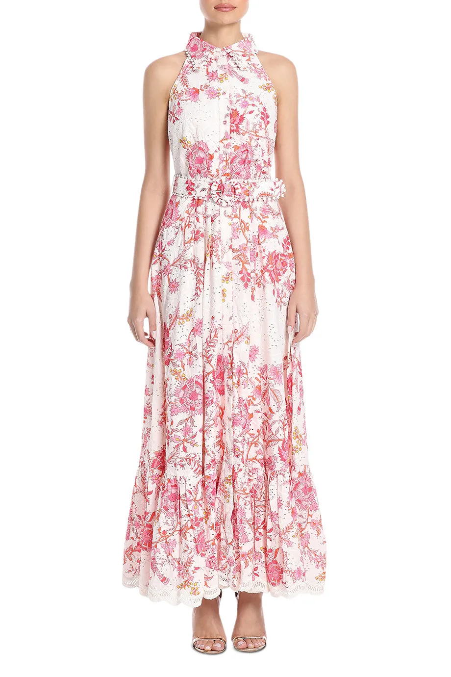 Floral Maxi Dress With Buckle Belt