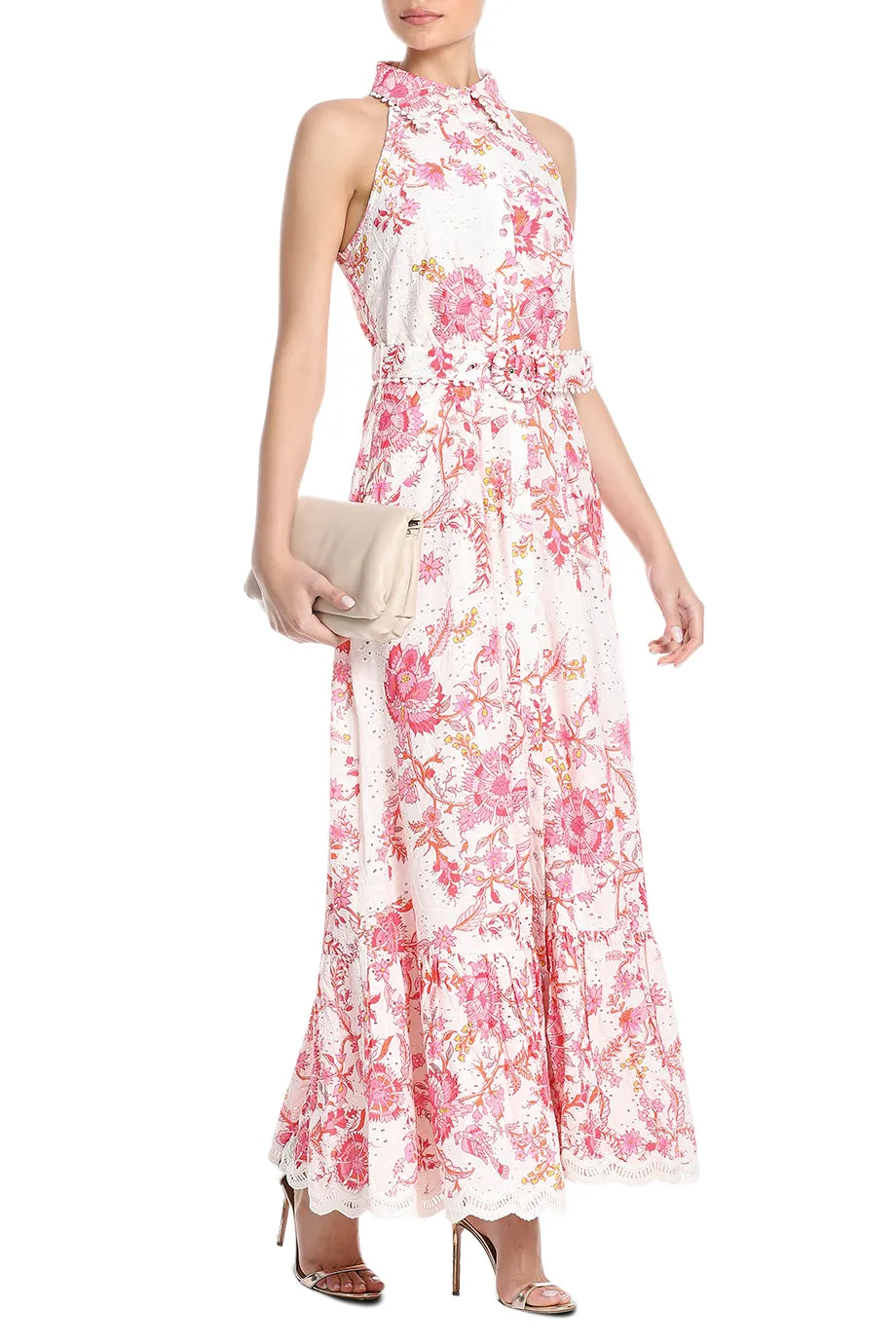 Floral Maxi Dress With Buckle Belt