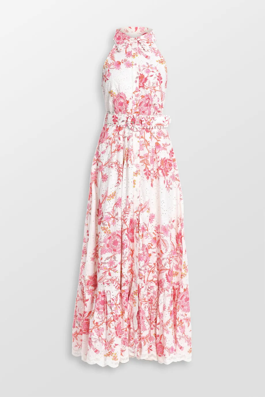 Floral Maxi Dress With Buckle Belt