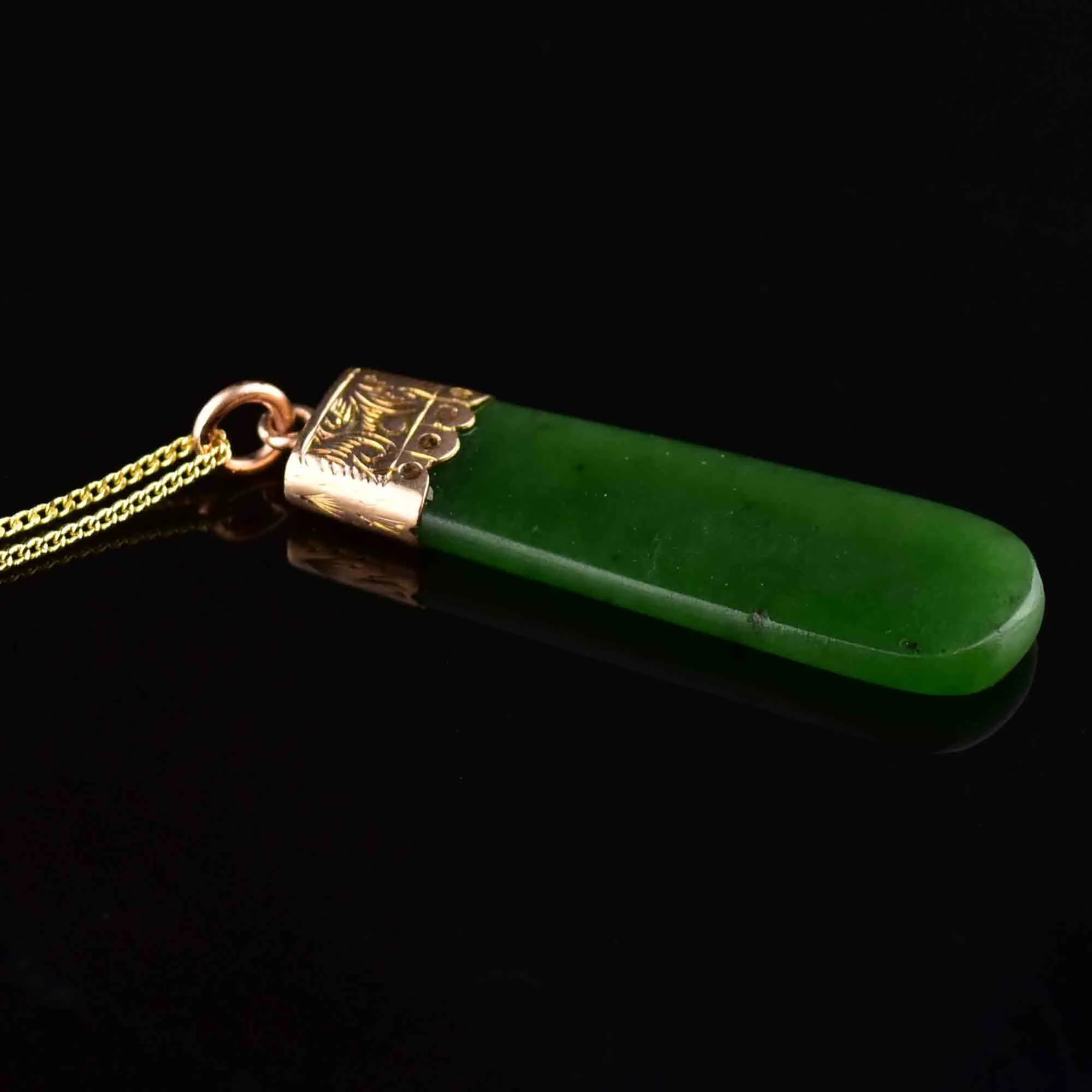 Gold Maori Pounamu New Zealand Jade Pendant Necklace