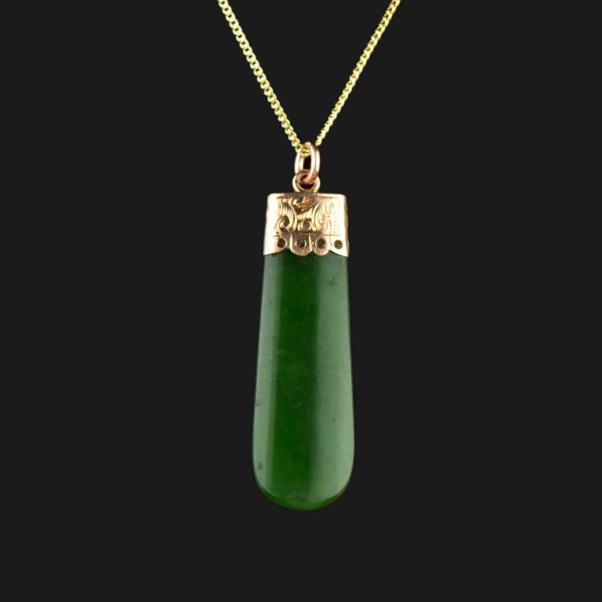 Gold Maori Pounamu New Zealand Jade Pendant Necklace