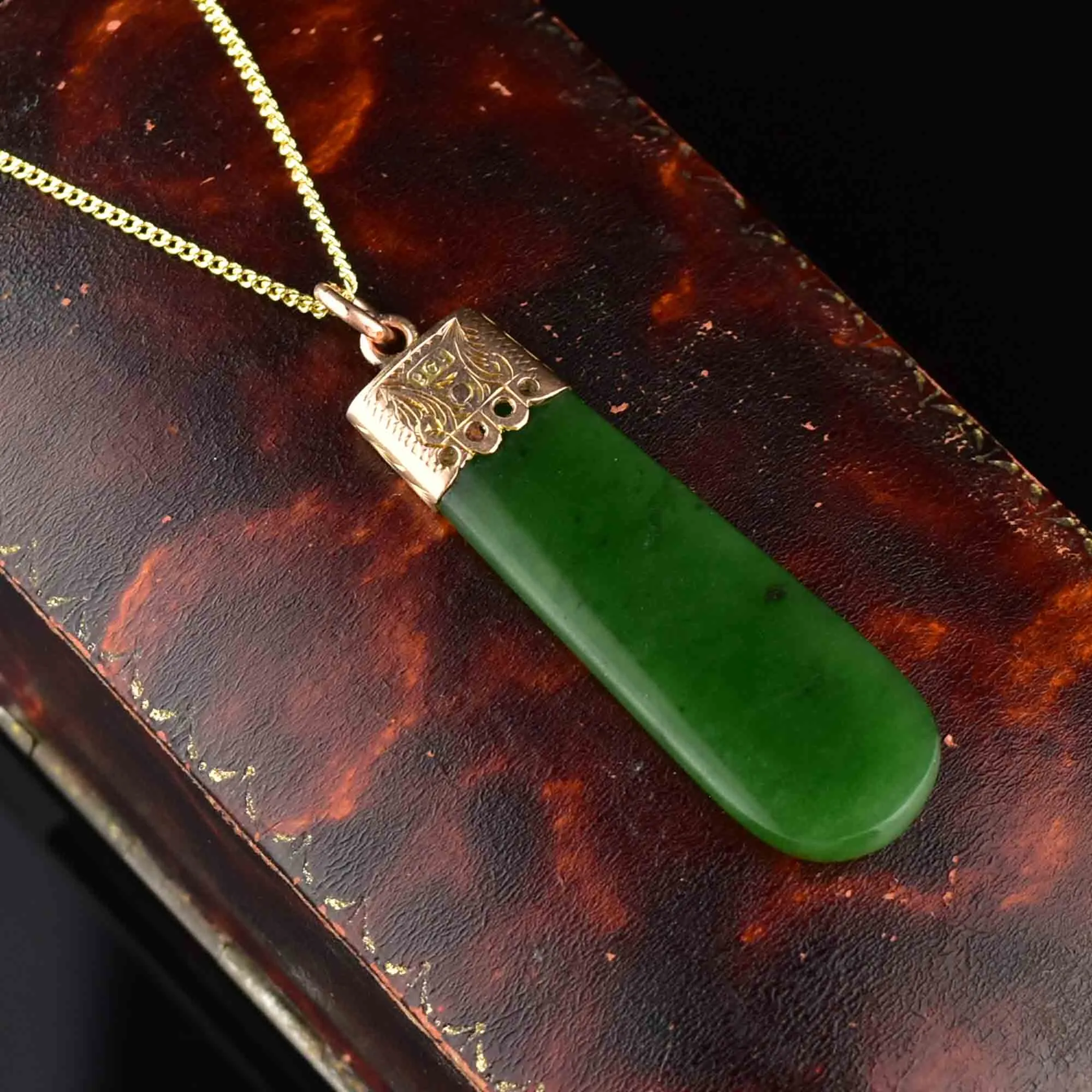 Gold Maori Pounamu New Zealand Jade Pendant Necklace