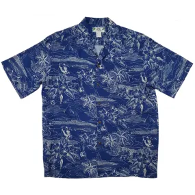 Hawaiian Scenery Rayon Shirt | Blue