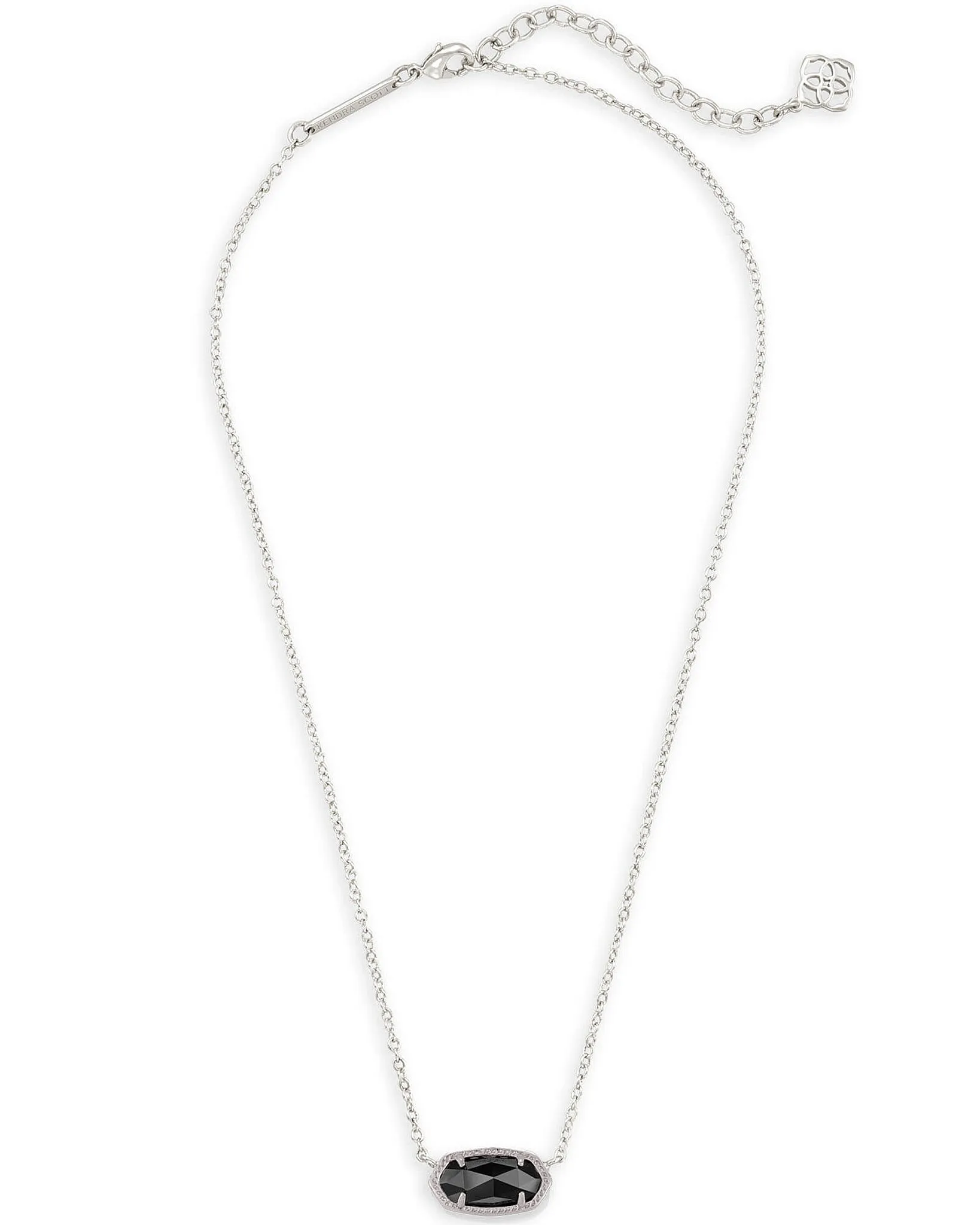 Kendra Scott Elisa Oval Pendant Necklace in Black and Rhodium Plated