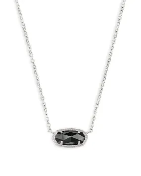 Kendra Scott Elisa Oval Pendant Necklace in Black and Rhodium Plated