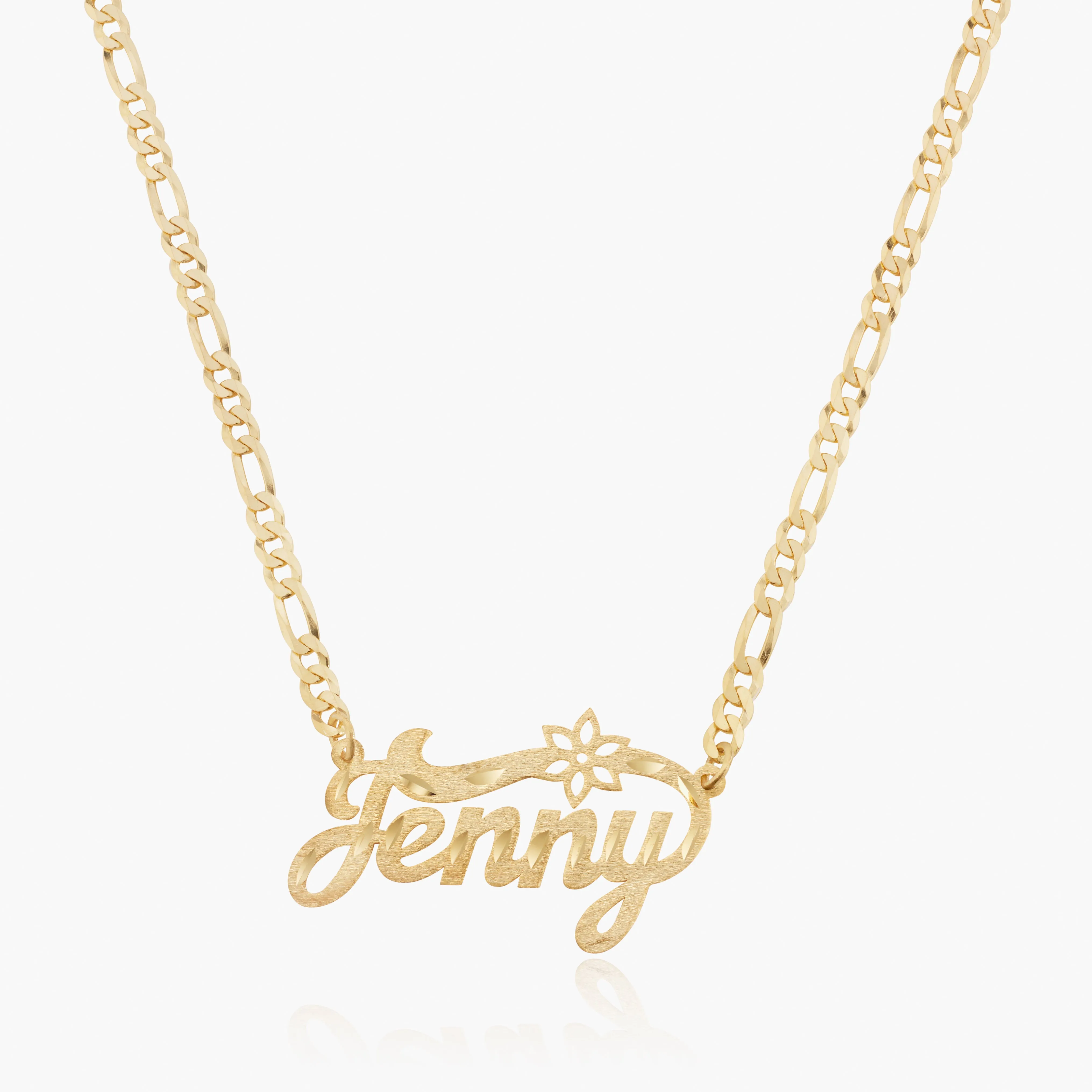 Kid's The Floral Diamond Cut Name Necklace