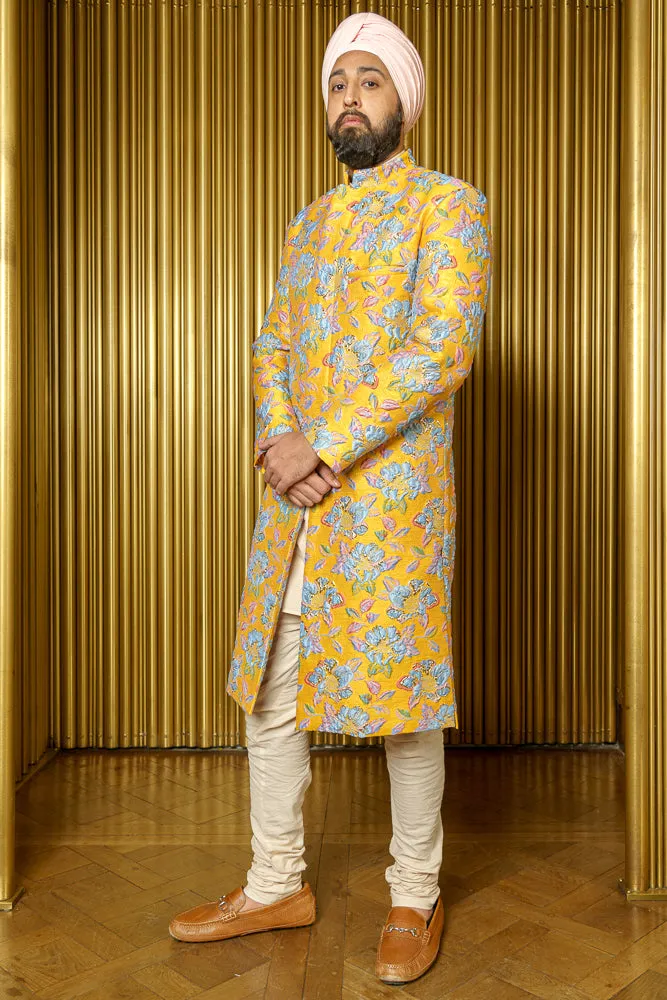 LANE Floral Jacquard Sherwani