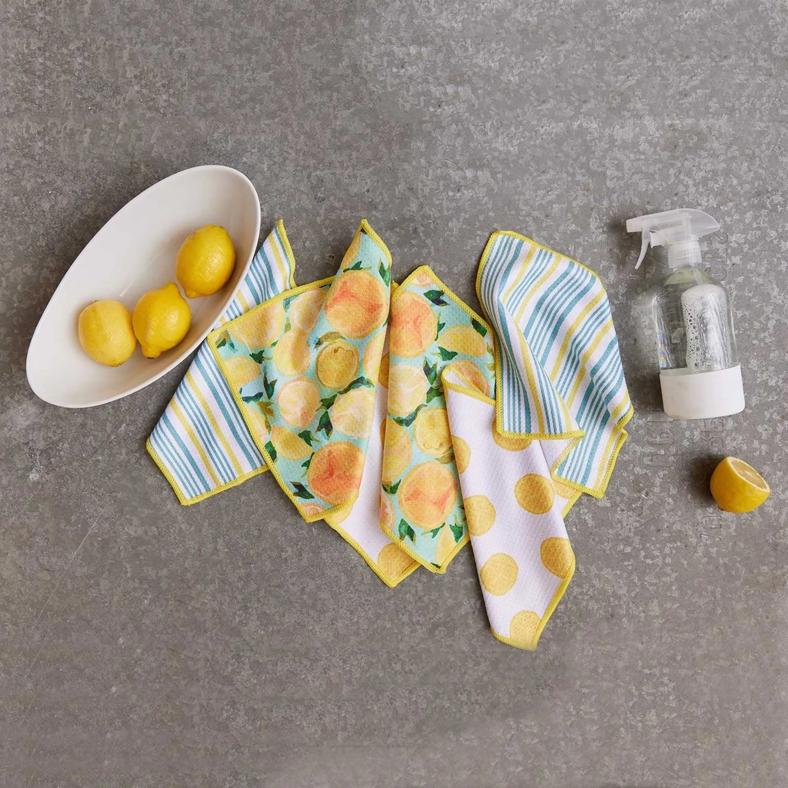 Lemon Slices blu Kitchen Dish Cloths (Set of 3)