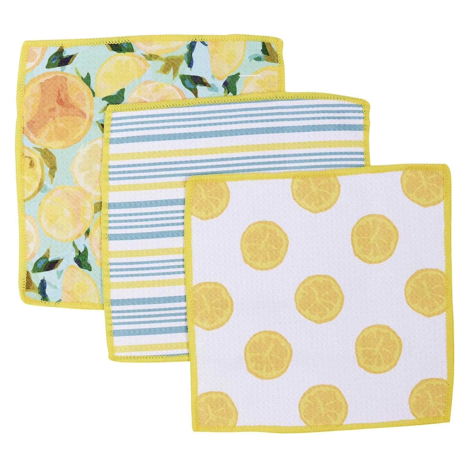 Lemon Slices blu Kitchen Dish Cloths (Set of 3)