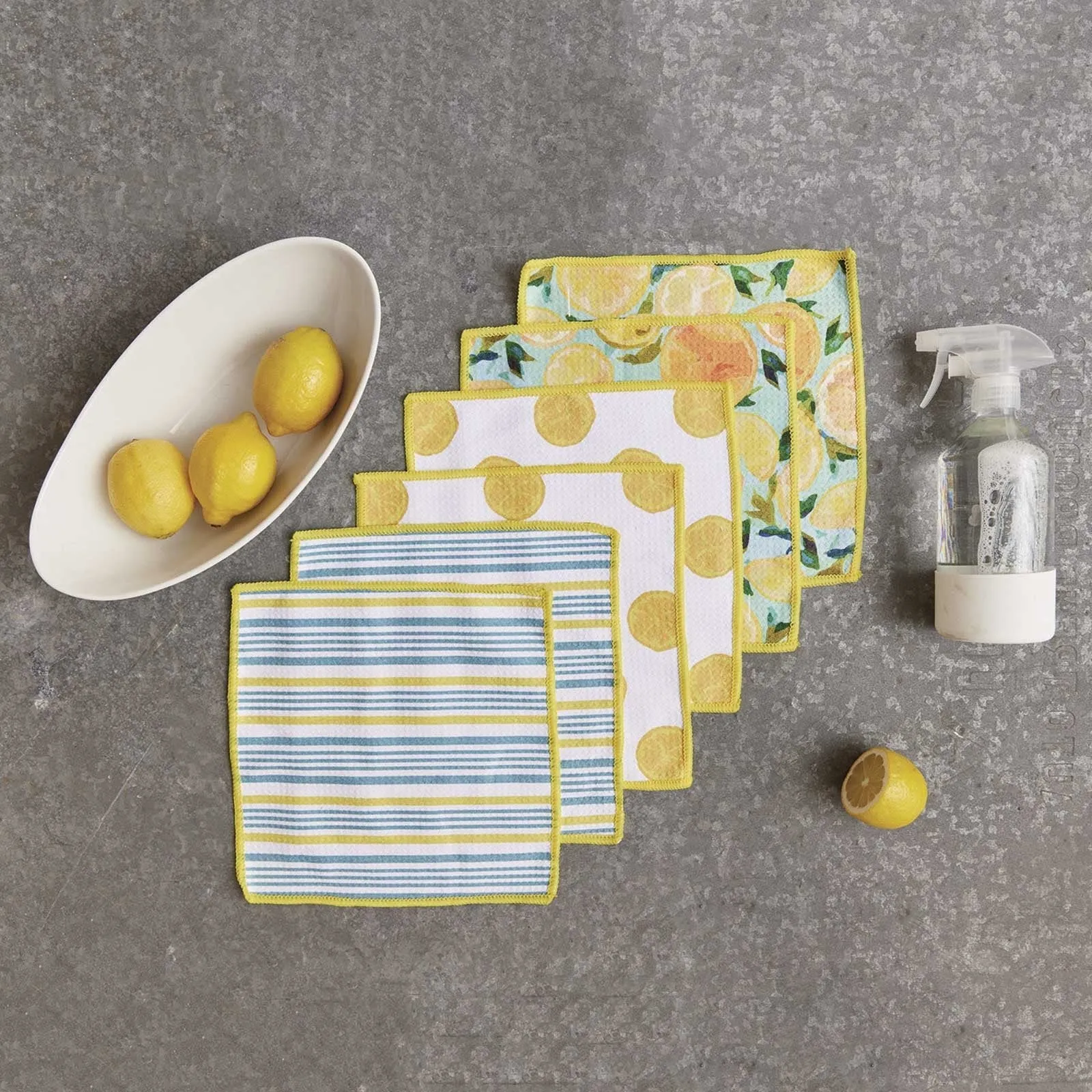 Lemon Slices blu Kitchen Dish Cloths (Set of 3)