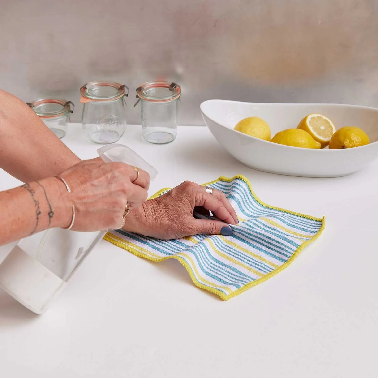 Lemon Slices blu Kitchen Dish Cloths (Set of 3)