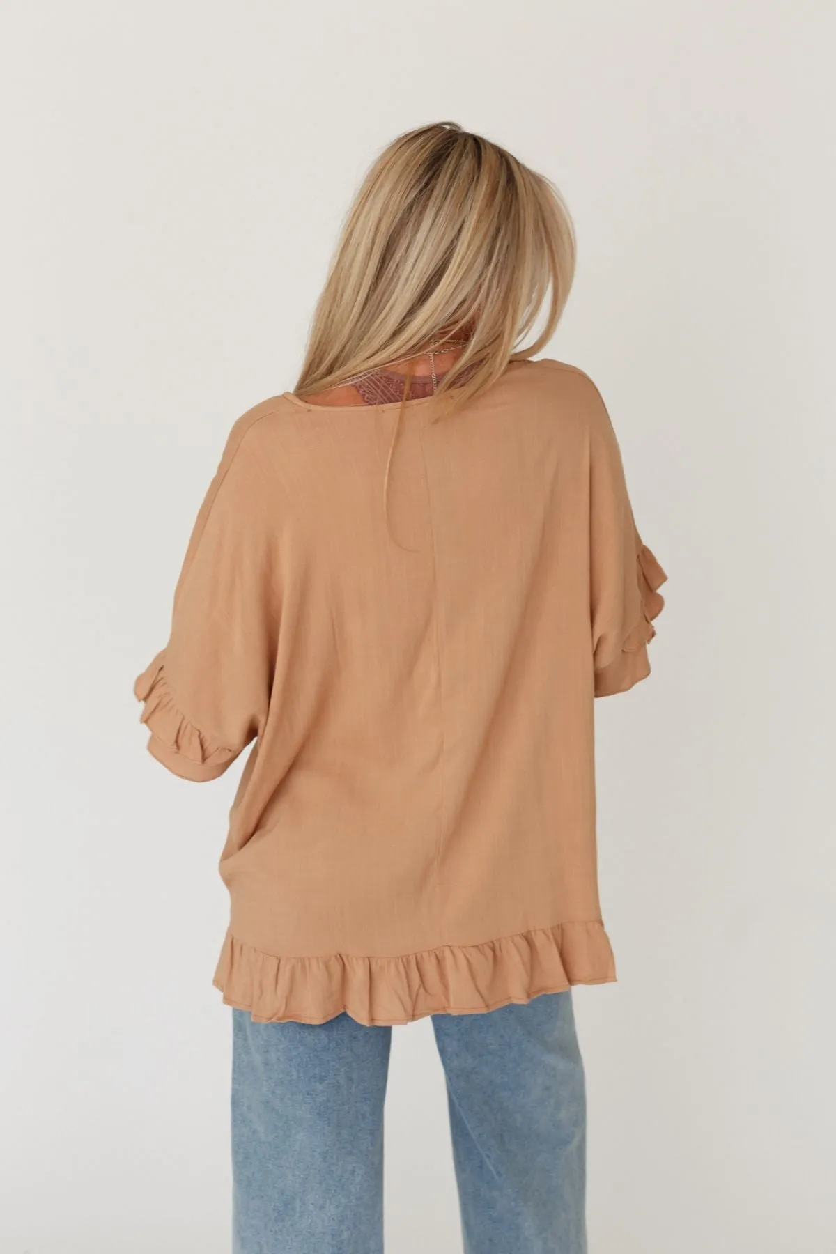 Let Me Be Ruffled Top - Caramel