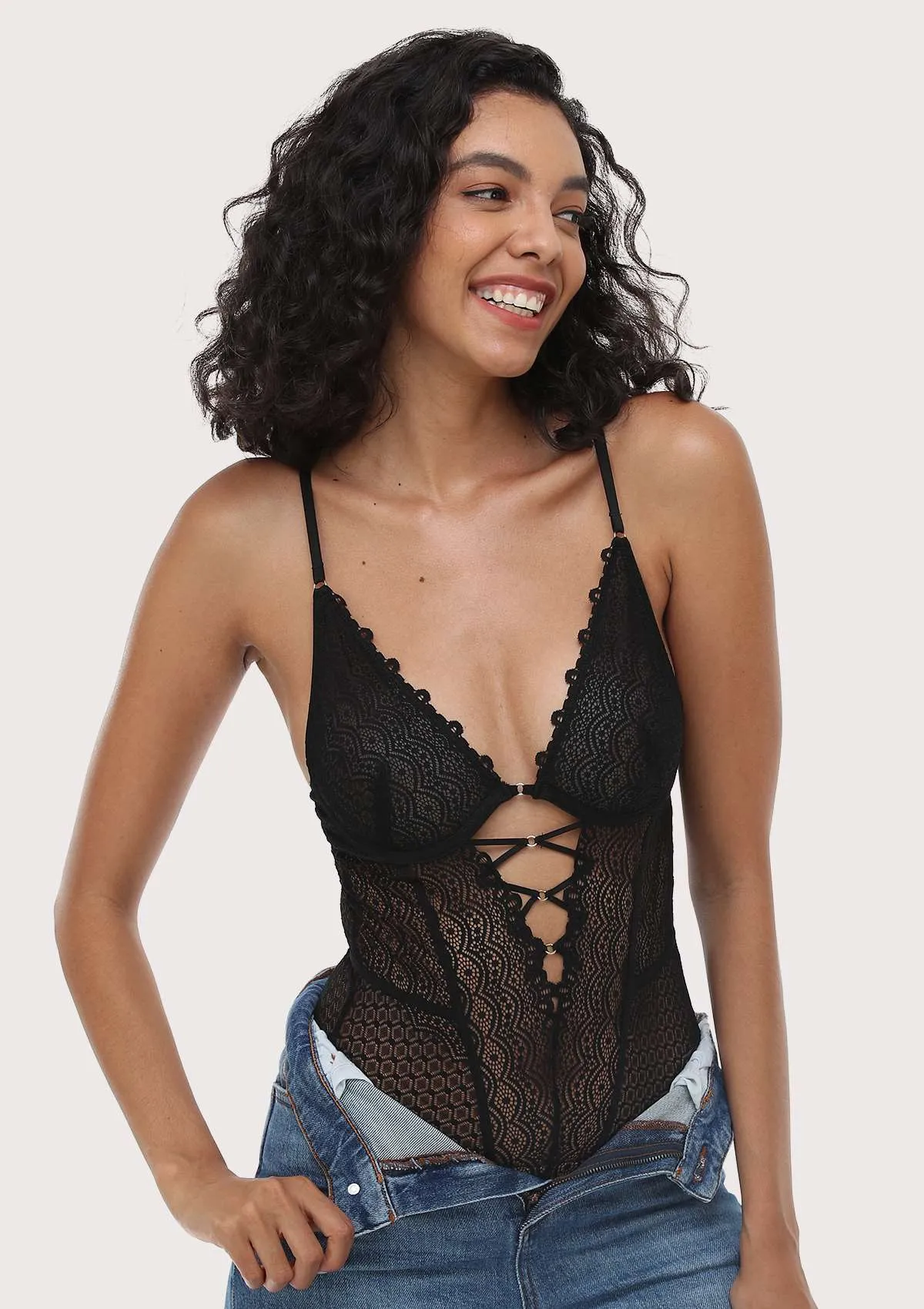 Lovelush Unlined Underwire Lace Low Back Teddy