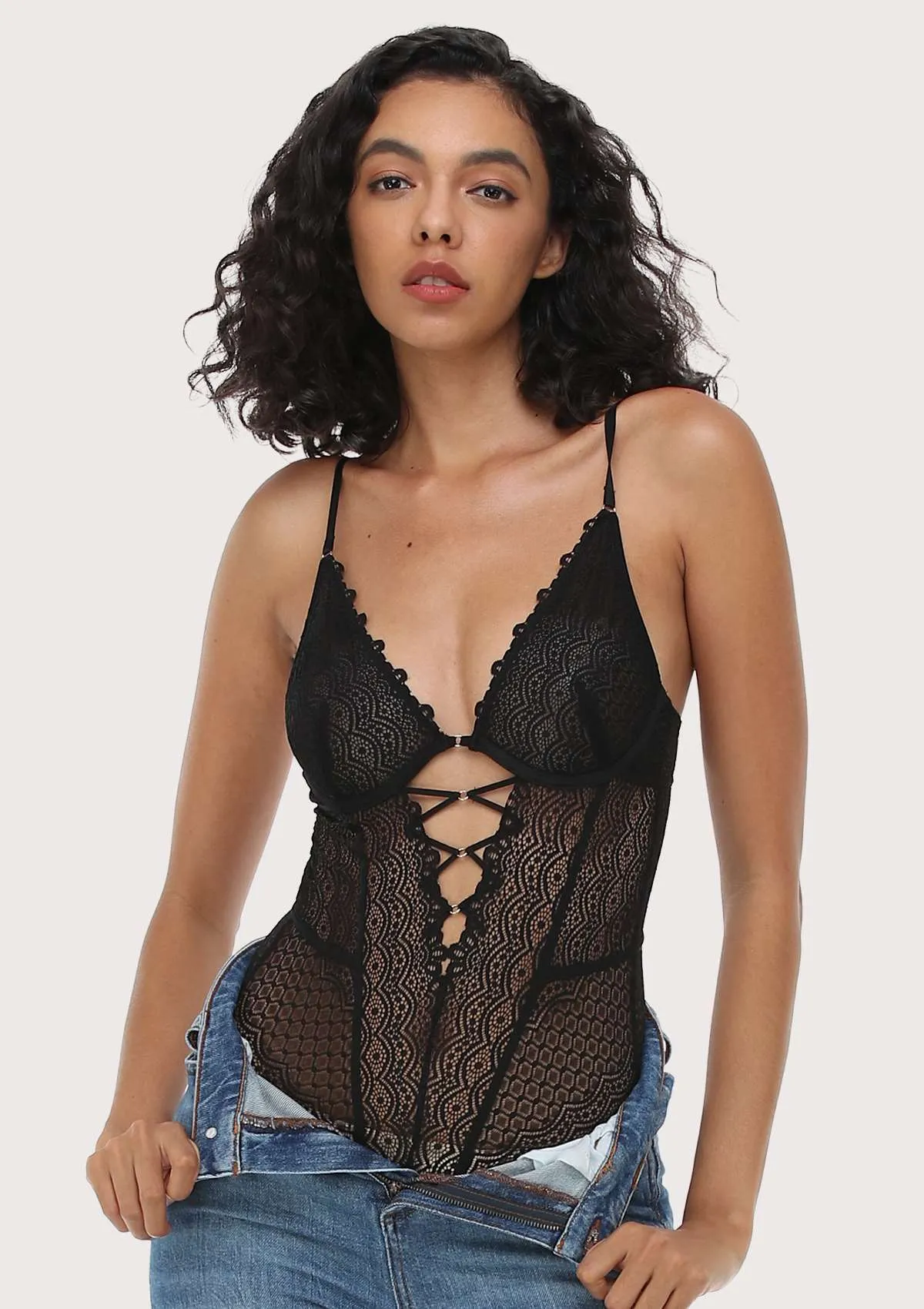 Lovelush Unlined Underwire Lace Low Back Teddy