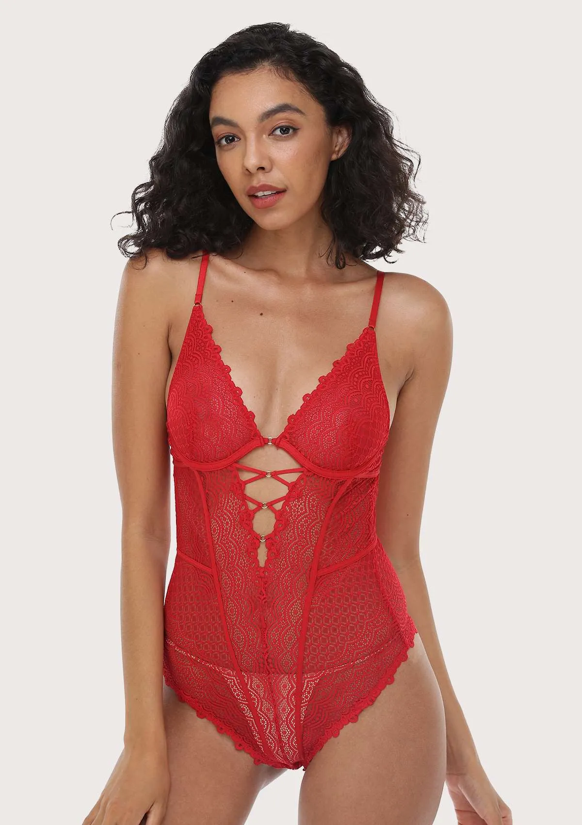 Lovelush Unlined Underwire Lace Low Back Teddy