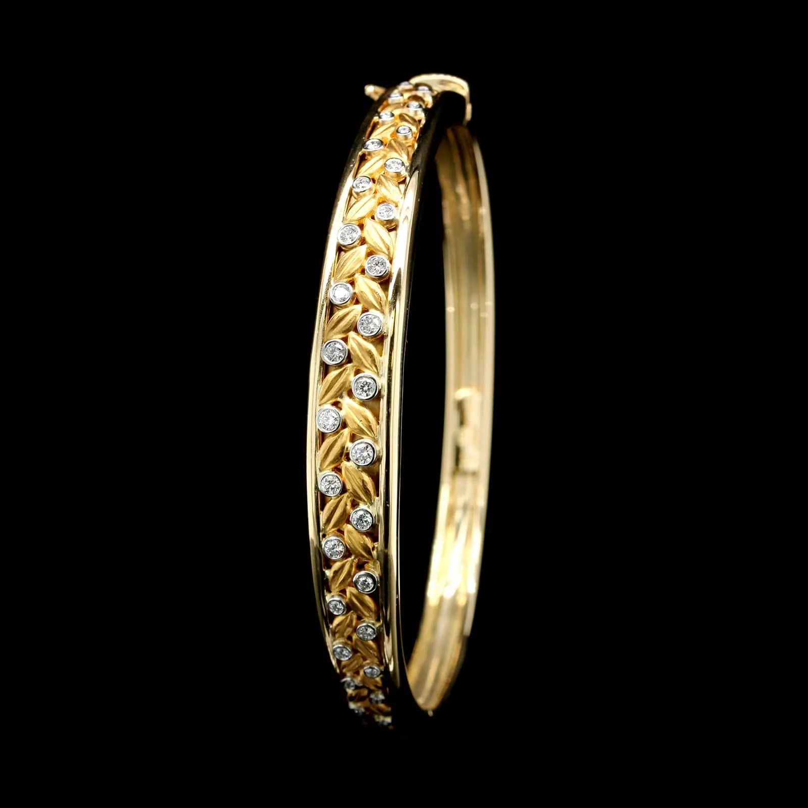 Mark Patterson 18K Yellow Gold and Platinum Estate Diamond Bangle