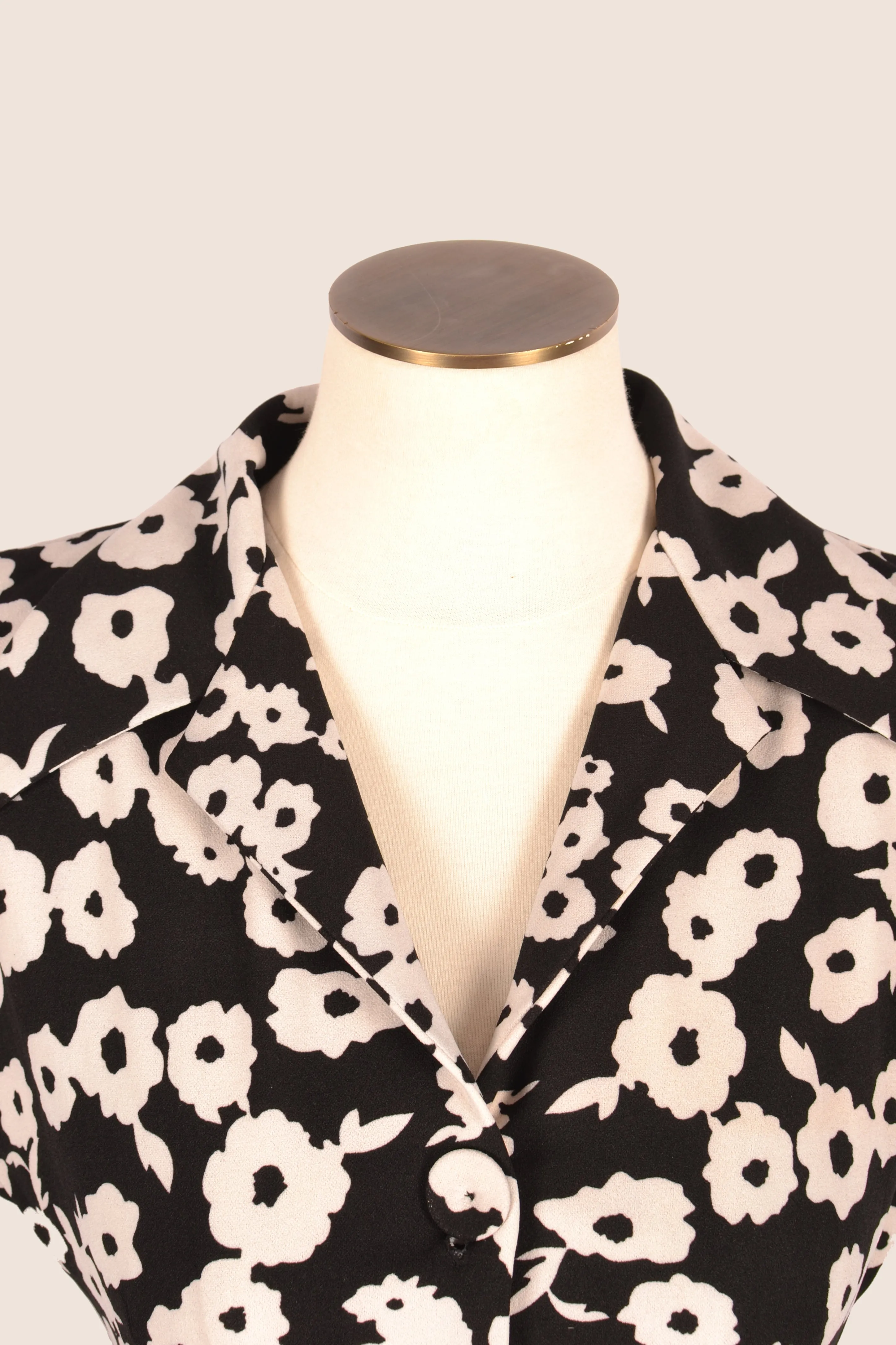 Naomi Black & White Floral Shirt Dress