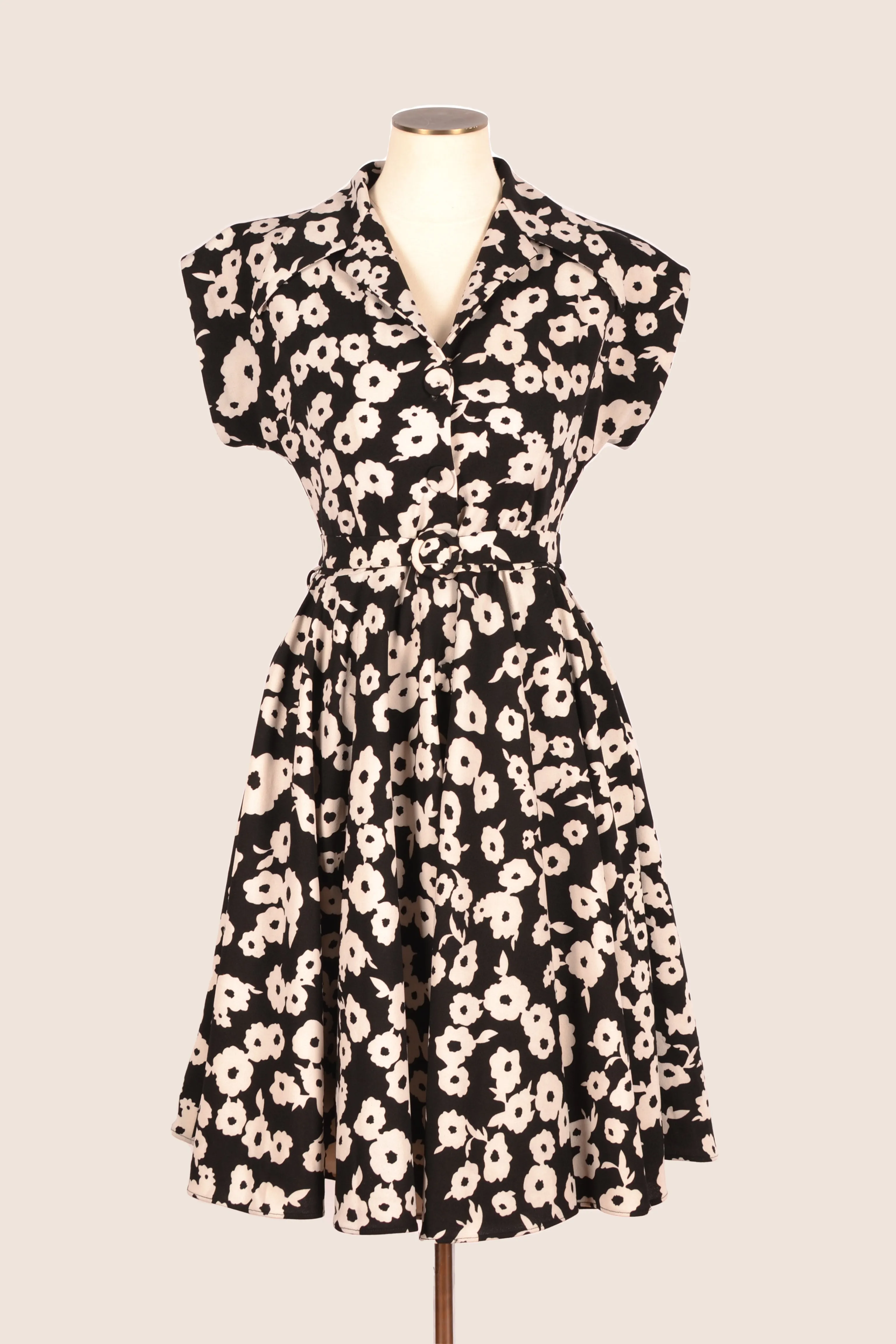 Naomi Black & White Floral Shirt Dress