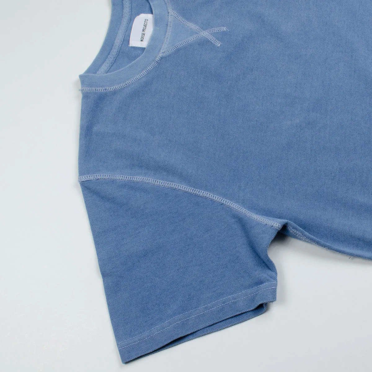 Norse Projects - Niels Indigo Piqué T-shirt - Light Indigo