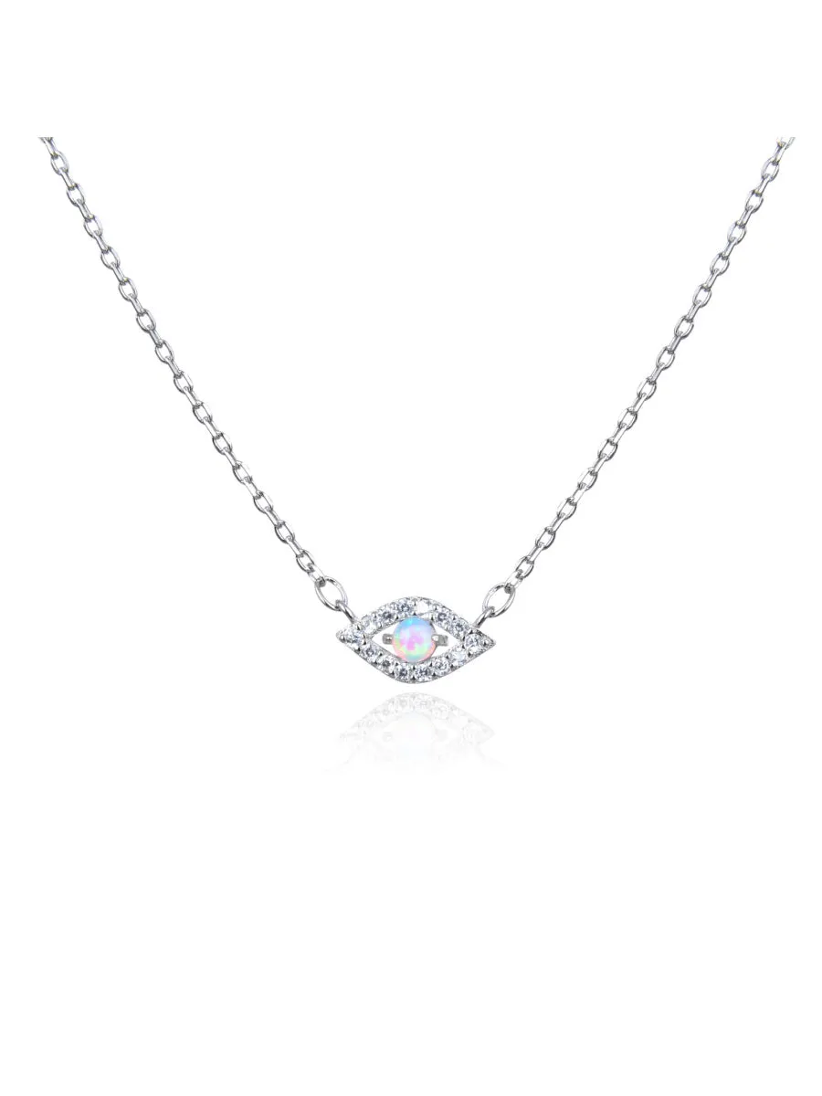 Opal & CZ Eye Necklace