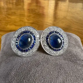 Oval Sapphire & Diamond Earrings